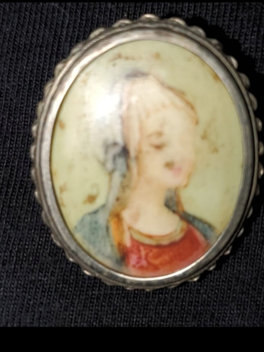 Antique 800 Silver Miniature Portrait Brooch Pendant - Picture 4 of 10